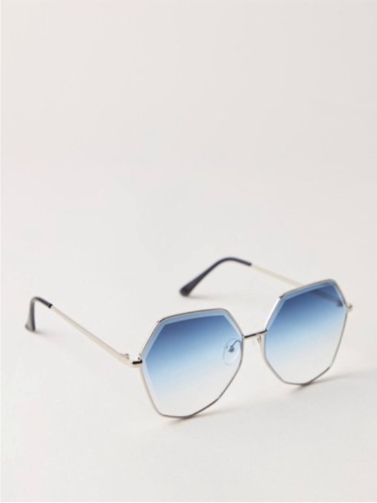 Free People Accessories - Free People Jolene Oversized Hexagonal Sunglasses in Blue/Silver | NWT